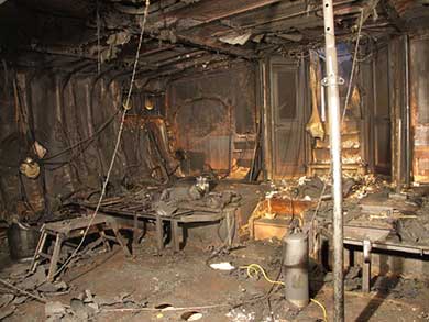 The aftermath of the devastating fire on board the Malcolm Miller