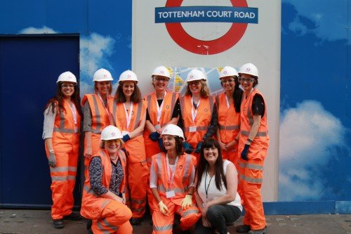 Health and safety visitors to Crossrail dressed in PPE