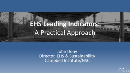 EHS leading indicators John Dony