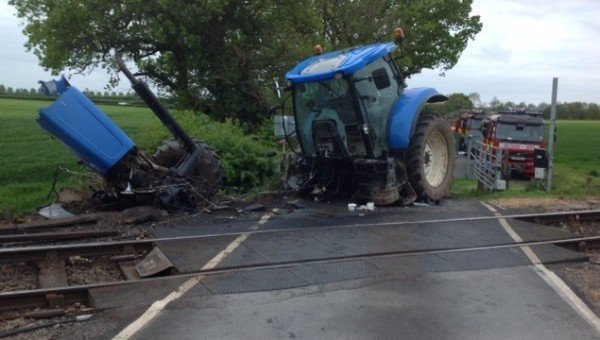 Incident at Oakwood Farm User worked level crossing, 14 May 2015. Photo credit: Network Rail
