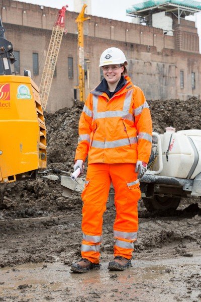 The new female PPE (Personal Protective Equipment) is seen at the Northern Line Extention site, Battersea, London.