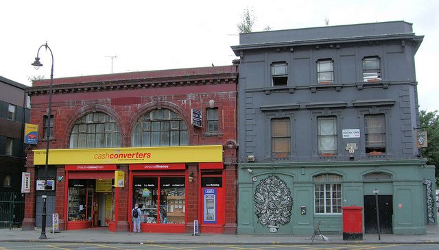South Kentish Town station (left) in 2005. The station closed in 1924.