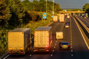 busy traffic on uk motorway road